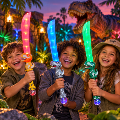 ASSORTED STYLE DINOSAUR HANDLE LED SWORD