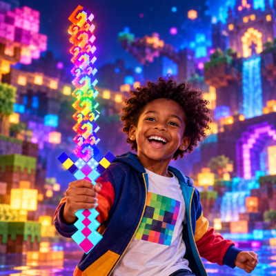 MULTI-COLOR LED SWIRL PIXEL SWORD